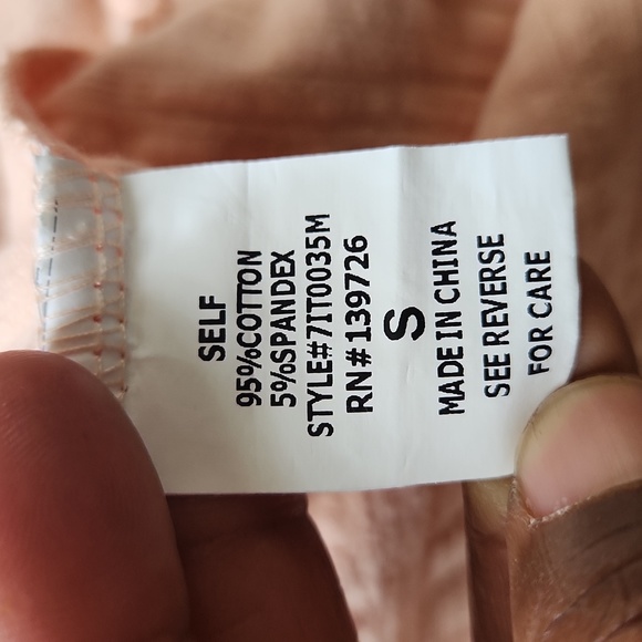 nwt HONEY PUNCH cold shoulder tee S pastel coral melon boxy distressed t-shirt - Picture 4 of 5